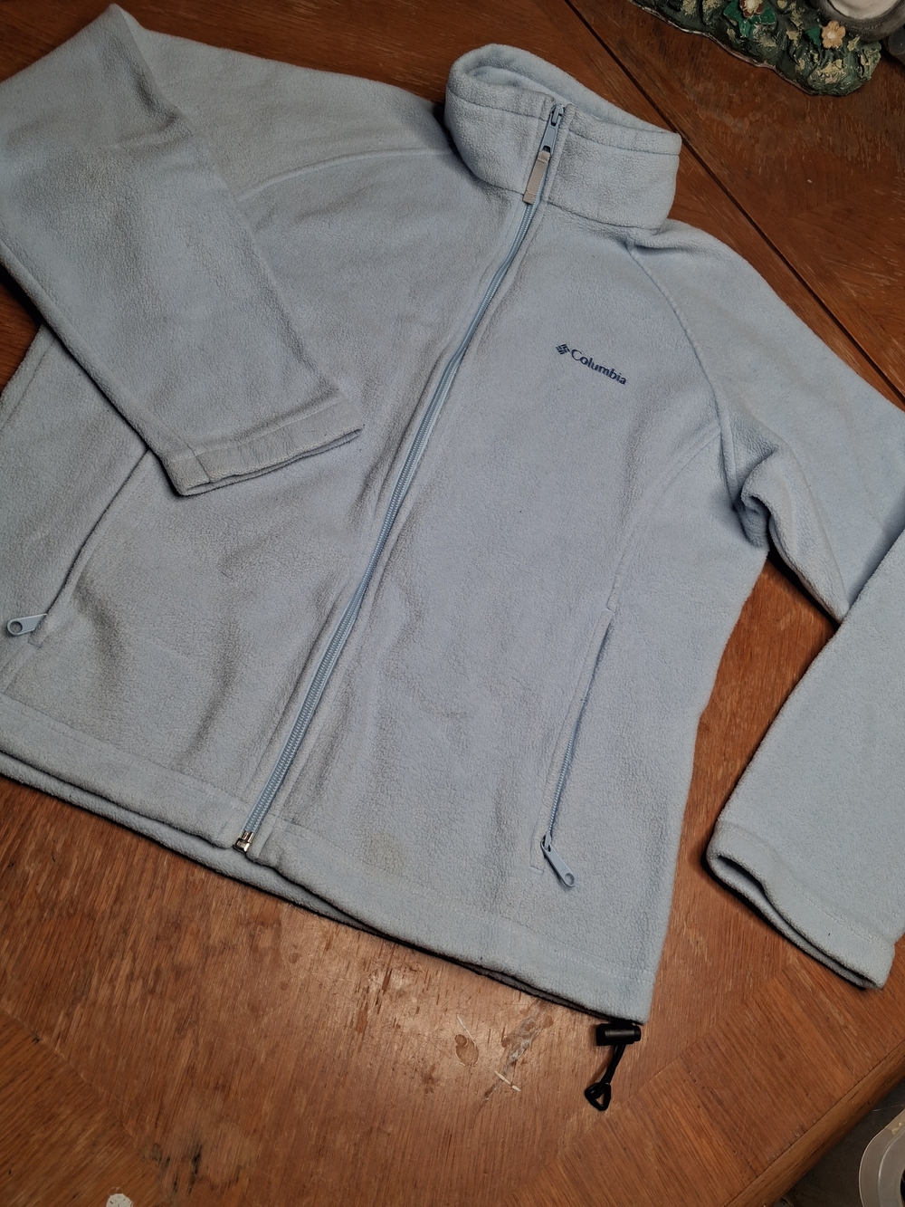Columbia Pale Blue Fleece Jacket with Embroidered Logo